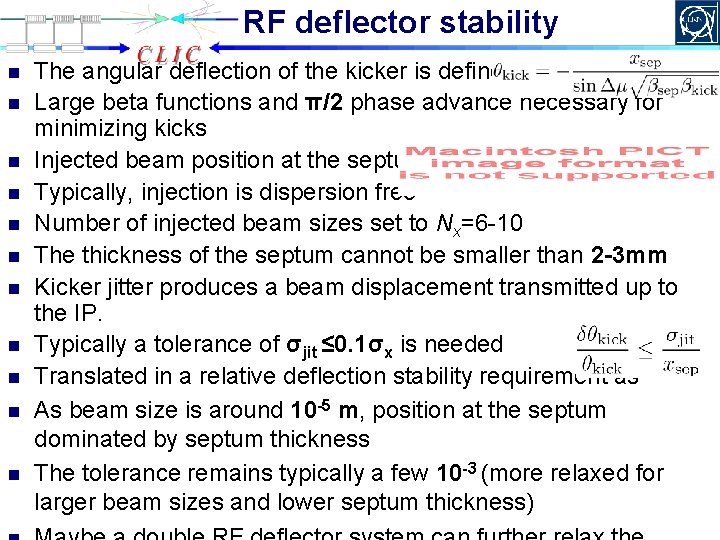 RF deflector stability n n n The angular deflection of the kicker is defined