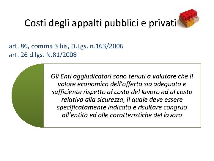 Costi degli appalti pubblici e privati 11 art. 86, comma 3 bis, D. Lgs.