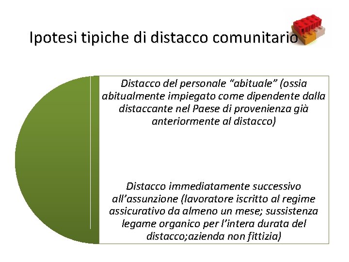 Ipotesi tipiche di distacco comunitario 27 Distacco del personale “abituale” (ossia abitualmente impiegato come