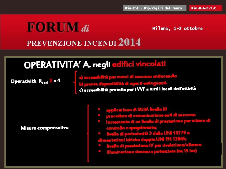 Min. Int - Dip. Vigili del Fuoco FORUM di Min. B. A. C. T.