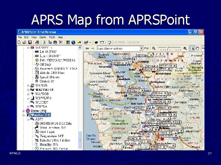 APRS Map from APRSPoint N 7 WLO 21 