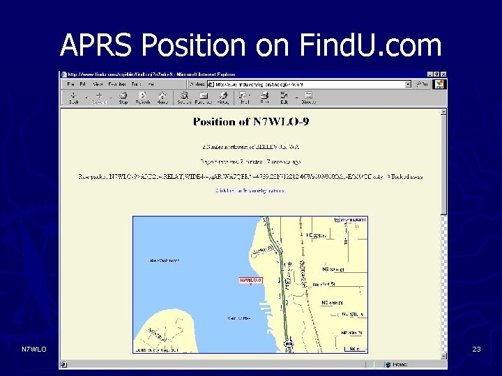 APRS Position on Find. U. com N 7 WLO 23 