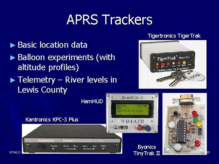 APRS Trackers Tigertronics Tiger. Trak ► Basic location data ► Balloon experiments (with altitude