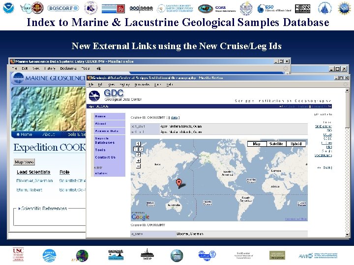 Geophysical Center. Samples (NGDC)Database Index to. National Marine & Lacustrine. Data Geological New External