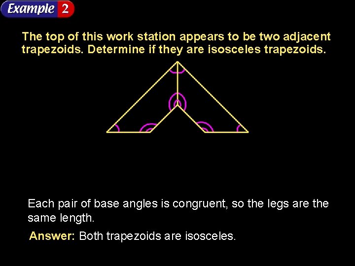The top of this work station appears to be two adjacent trapezoids. Determine if The top of this work station appears to be two adjacent trapezoids. Determine if