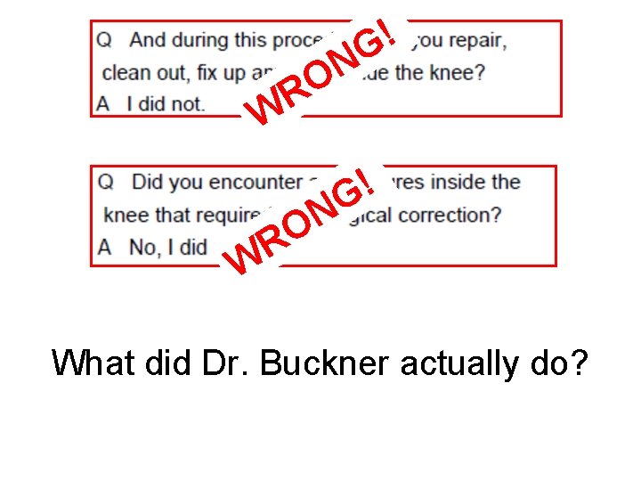 ! G N O R W What did Dr. Buckner actually do? 