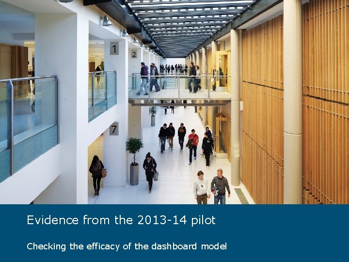 Evidence from the 2013 -14 pilot Checking the efficacy of the dashboard model 