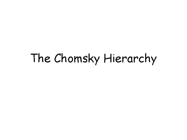 The Chomsky Hierarchy 