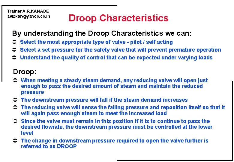 Trainer A. R. KANADE avi 2 kan@yahoo. co. in Droop Characteristics By understanding the