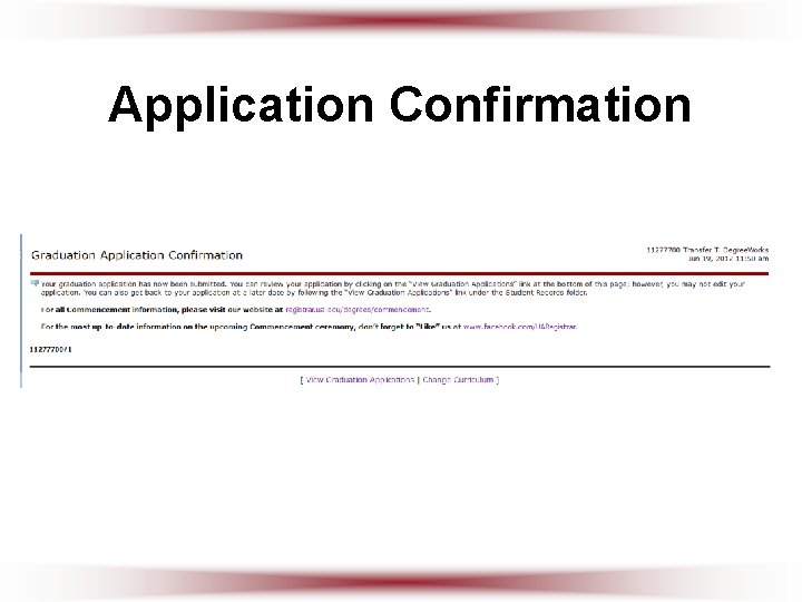 Application Confirmation 