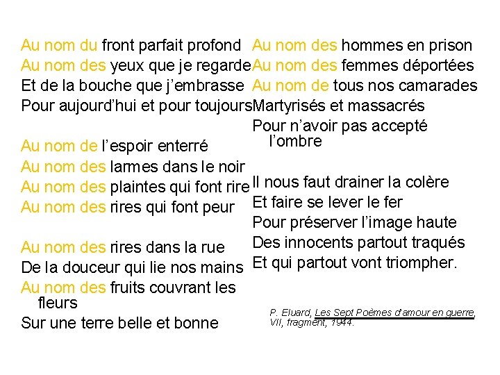 Au nom du front parfait profond Au nom des hommes en prison Au nom