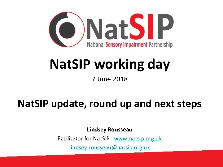 Nat. SIP working day 7 June 2018 Nat. SIP update, round up and next