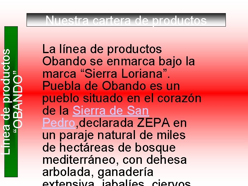 Línea de productos “OBANDO” Nuestra cartera de productos La línea de productos Obando se