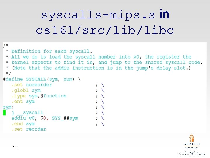 syscalls-mips. s in cs 161/src/libc 18 