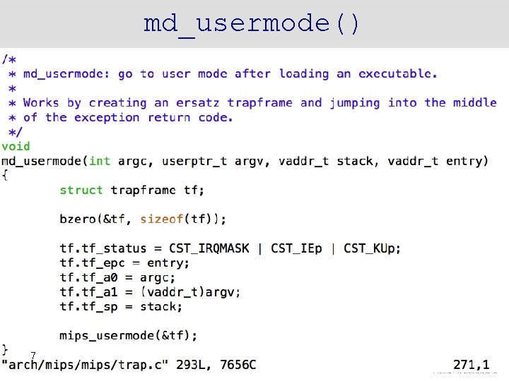 md_usermode() 7 