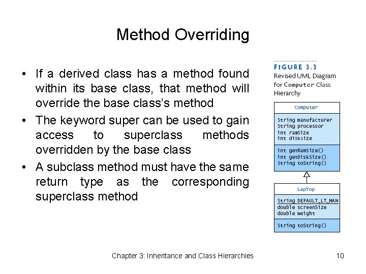 Method Overriding • If a derived class has a method found within its base