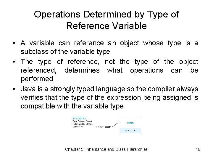 Operations Determined by Type of Reference Variable • A variable can reference an object