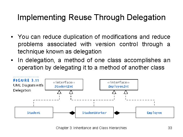 Implementing Reuse Through Delegation • You can reduce duplication of modifications and reduce problems