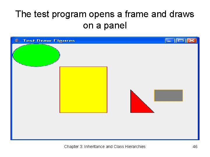 The test program opens a frame and draws on a panel Chapter 3: Inheritance