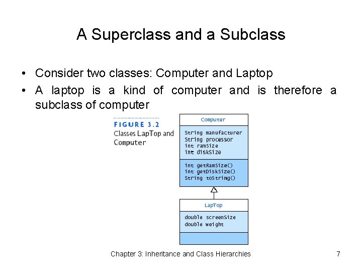 A Superclass and a Subclass • Consider two classes: Computer and Laptop • A