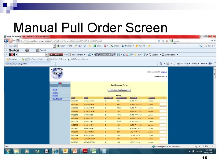 Manual Pull Order Screen 15 