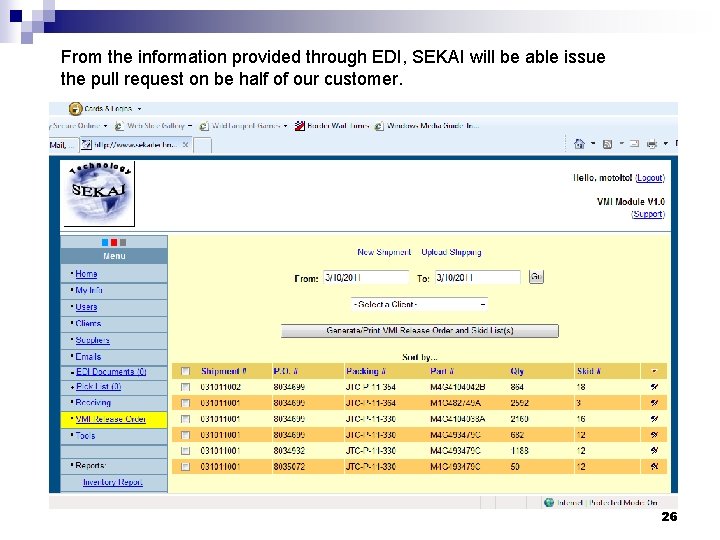 From the information provided through EDI, SEKAI will be able issue the pull request