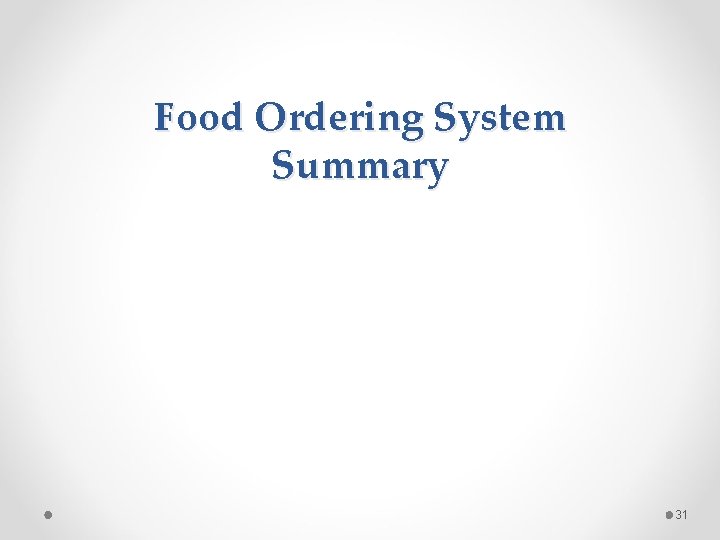 Food Ordering System Summary 31 