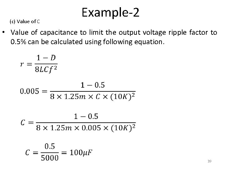 (c) Value of C Example-2 • Value of capacitance to limit the output voltage