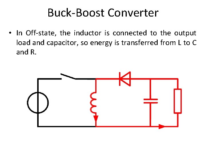 Buck-Boost Converter • In Off-state, the inductor is connected to the output load and