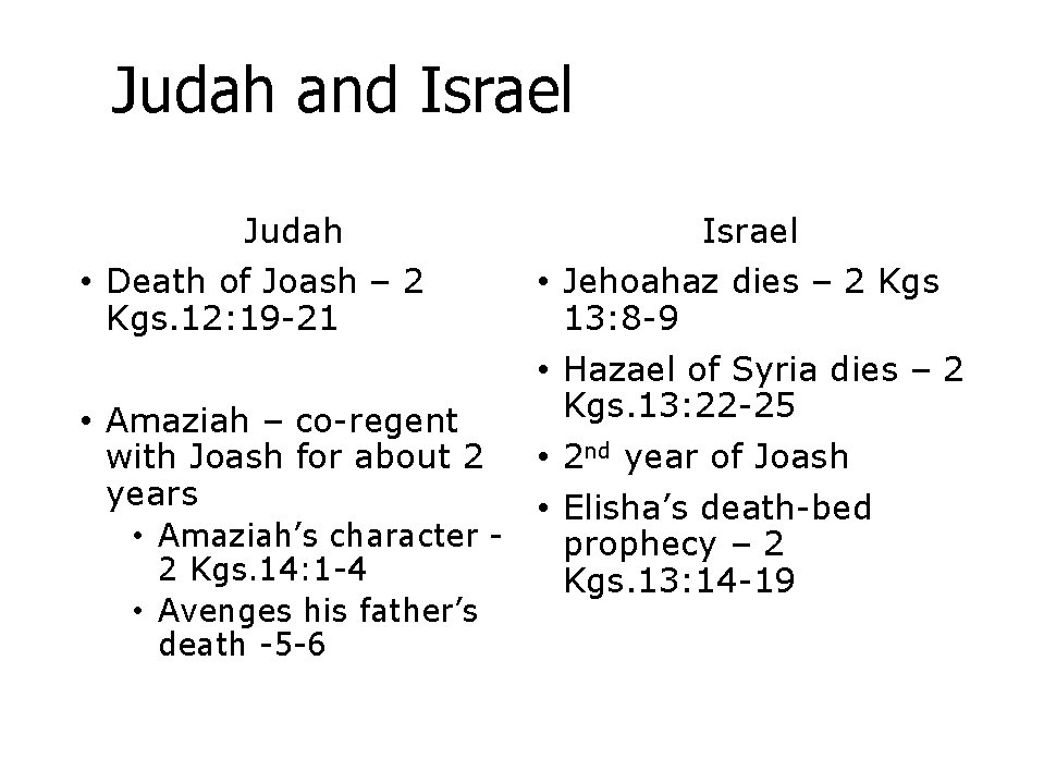 Judah and Israel Judah • Death of Joash – 2 Kgs. 12: 19 -21