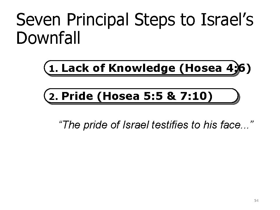Seven Principal Steps to Israel’s Downfall 1. Lack of Knowledge (Hosea 4: 6) 2.