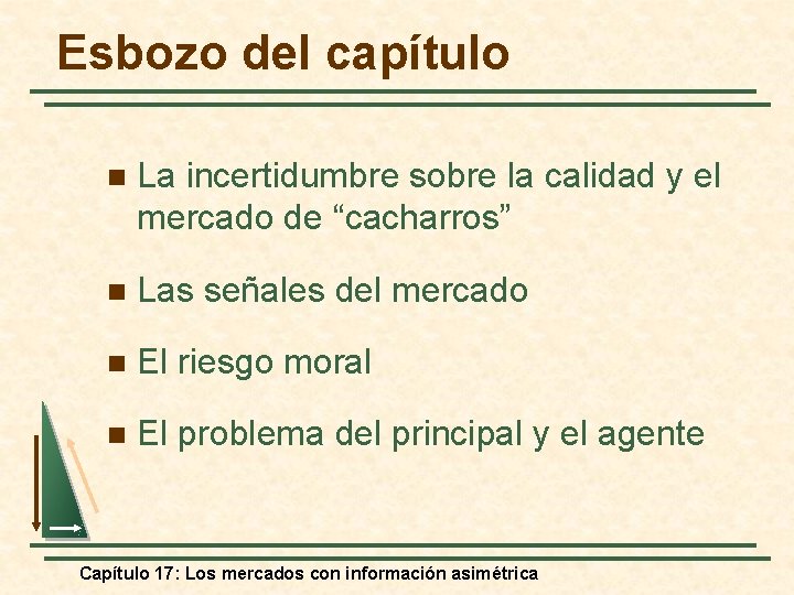 Esbozo del capítulo n La incertidumbre sobre la calidad y el mercado de “cacharros”