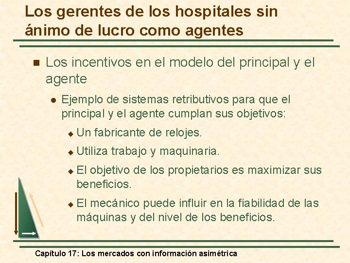 Los gerentes de los hospitales sin ánimo de lucro como agentes n Los incentivos