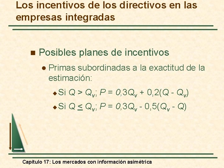 Los incentivos de los directivos en las empresas integradas n Posibles planes de incentivos