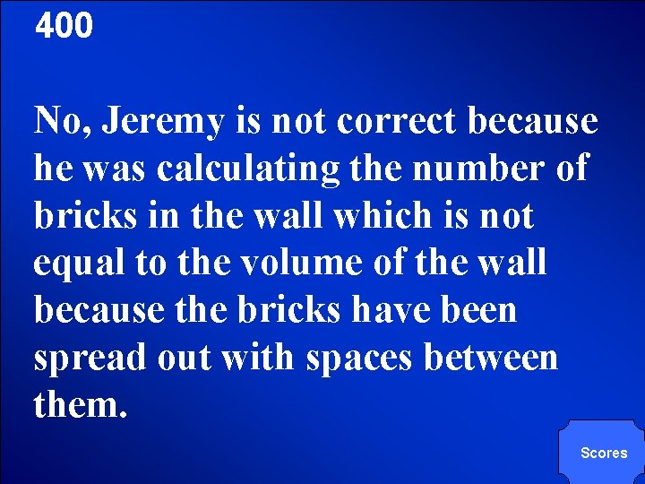 © Mark E. Damon - All Rights Reserved 400 No, Jeremy is not correct