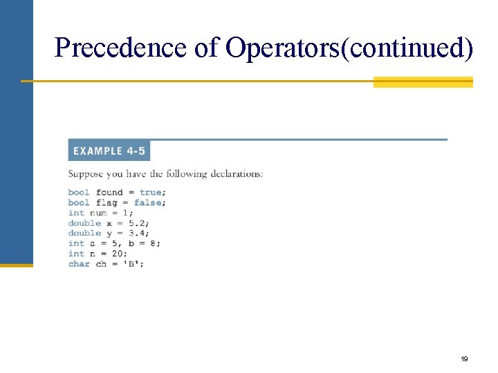 Precedence of Operators(continued) 19 Precedence of Operators(continued) 19