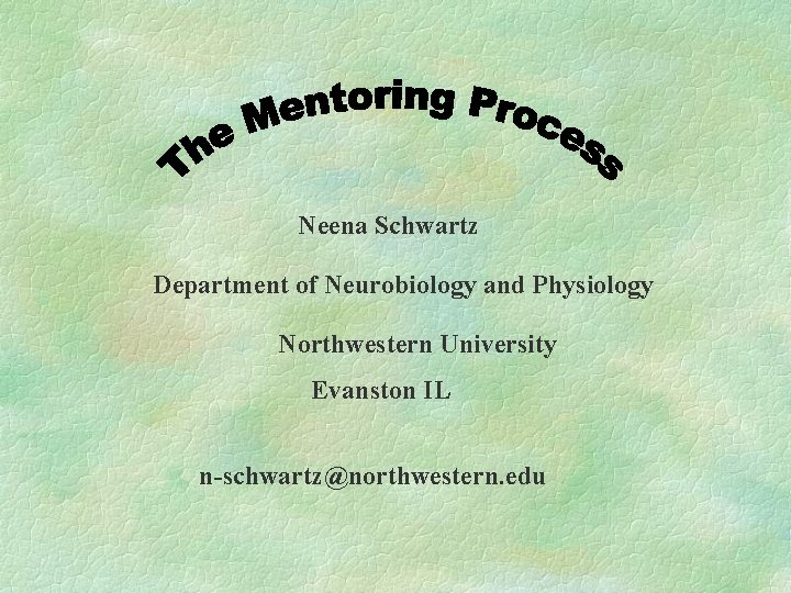 Neena Schwartz Department of Neurobiology and Physiology Northwestern University Evanston IL n-schwartz@northwestern. edu 