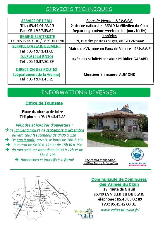 SERVICE DE L’EAU Tél. : 05. 49. 01. 38. 10 Fax : 05. 49.