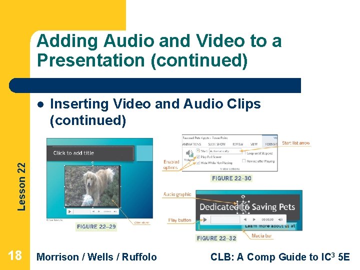 Adding Audio and Video to a Presentation (continued) Inserting Video and Audio Clips (continued)