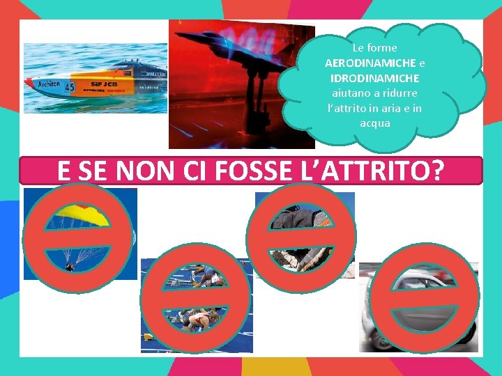 Le forme AERODINAMICHE e IDRODINAMICHE aiutano a ridurre l’attrito in aria e in acqua