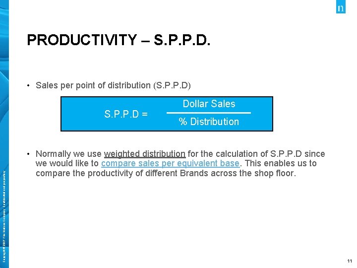 PRODUCTIVITY – S. P. P. D. • Sales per point of distribution (S. P.