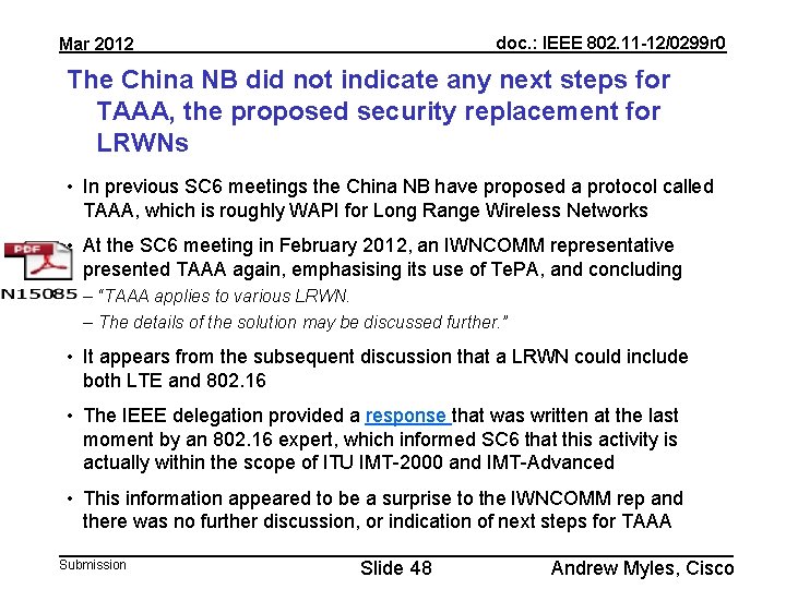 doc. : IEEE 802. 11 -12/0299 r 0 Mar 2012 The China NB did