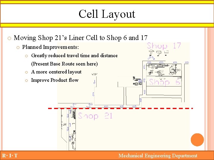 Cell Layout o Moving Shop 21’s Liner Cell to Shop 6 and 17 o