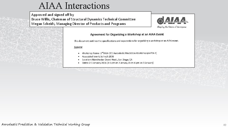 AIAA Interactions Approved and signed off by Bruce Willis, Chairman of Structural Dynamics Technical
