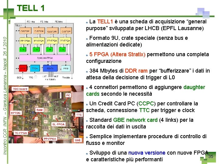 TELL 1 Incontro CCR INFN – Gianluca Lamanna – Napoli 26. 1. 2010 La