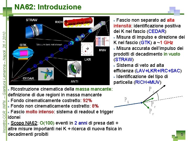 Incontro CCR INFN – Gianluca Lamanna – Napoli 26. 1. 2010 NA 62: Introduzione