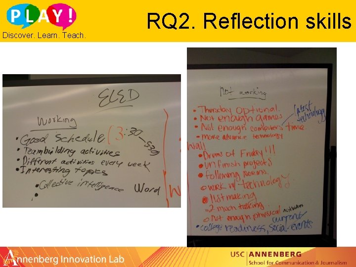 Discover. Learn. Teach. RQ 2. Reflection skills 