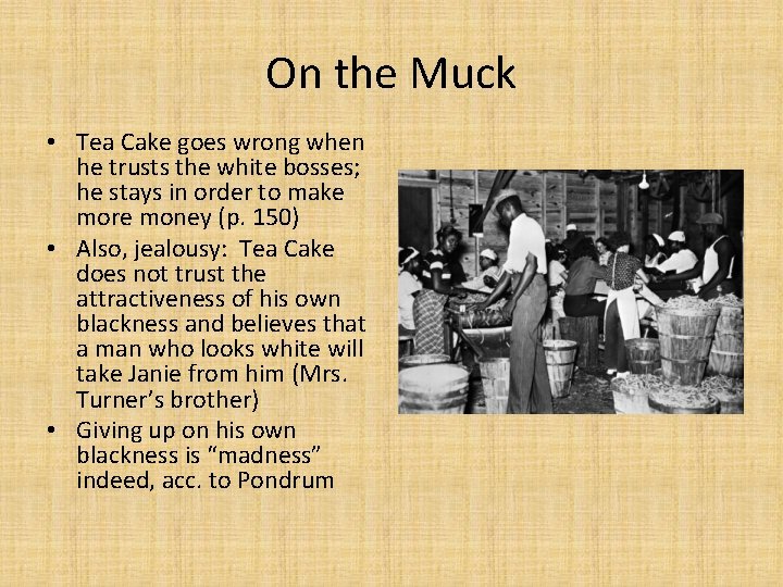 On the Muck • Tea Cake goes wrong when he trusts the white bosses;