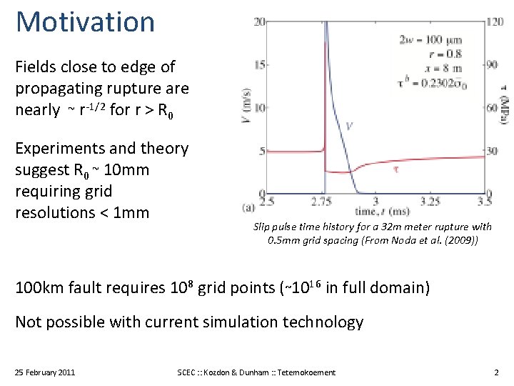 Motivation Fields close to edge of propagating rupture are nearly ~ r-1/2 for r