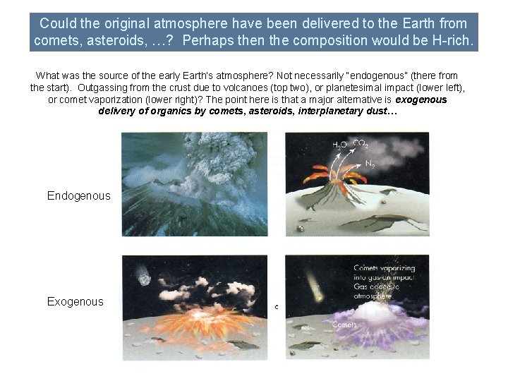 Could the original atmosphere have been delivered to the Earth from comets, asteroids, …?